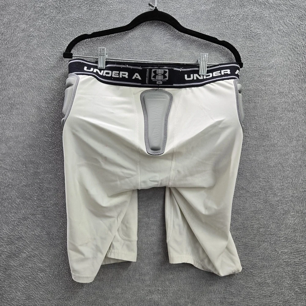 Under Armour Men Pants Boy White Nylon Polyester Padded Football Girdle Logo